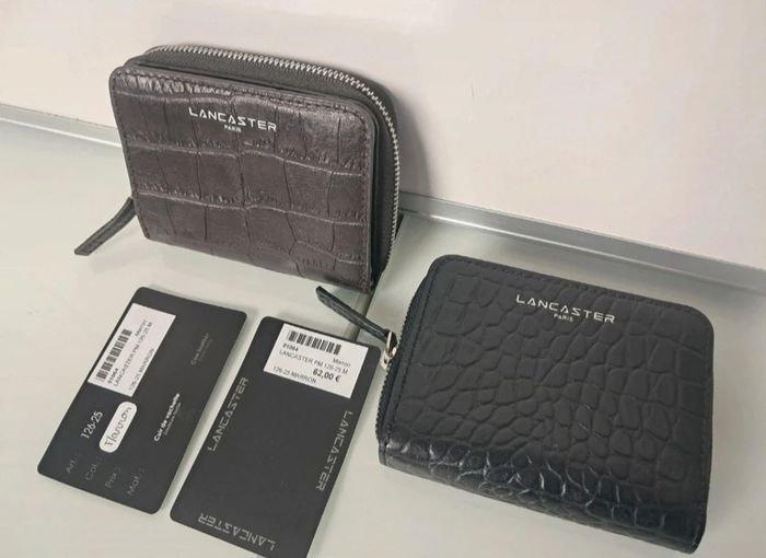 Lancaster portefeuille porte-monnaie porte carte en cuir marron neuf