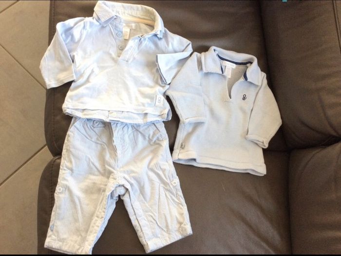 Ensemble Obaibi 3 mois pantalon pull et polo - photo numéro 2