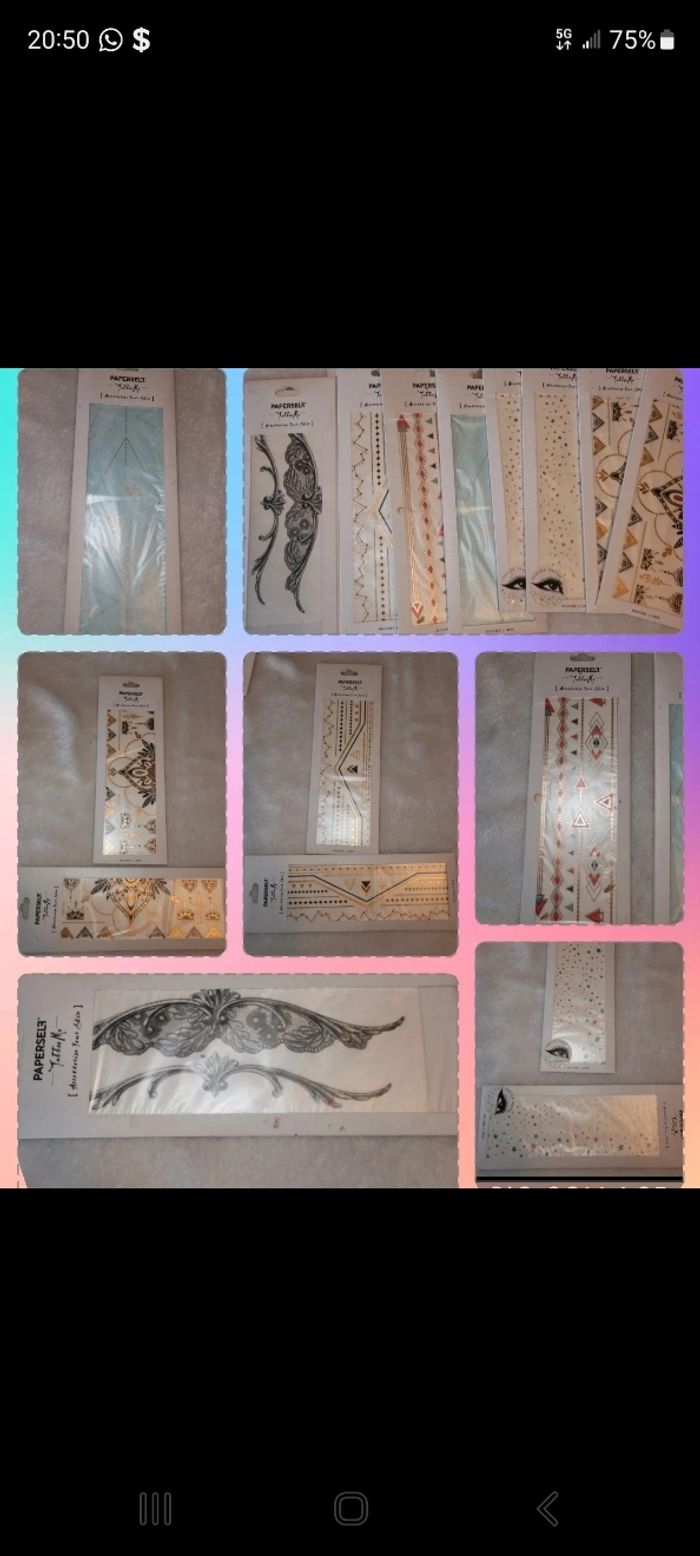 Tatouage éphémère( 2€ le paquet de 2
feuilles