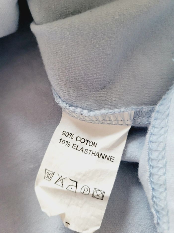 Haut Top tee shirt débardeur bleu ciel pastel blanc Mim taille XS 34 en 100% coton coquette - photo numéro 7