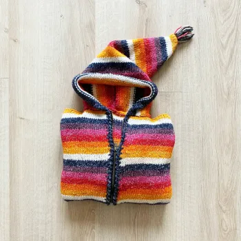 Vintage Veste Péruvienne multicolore Femme Exclusive Pièce Unique Machu Pichu Peru (Taille M)