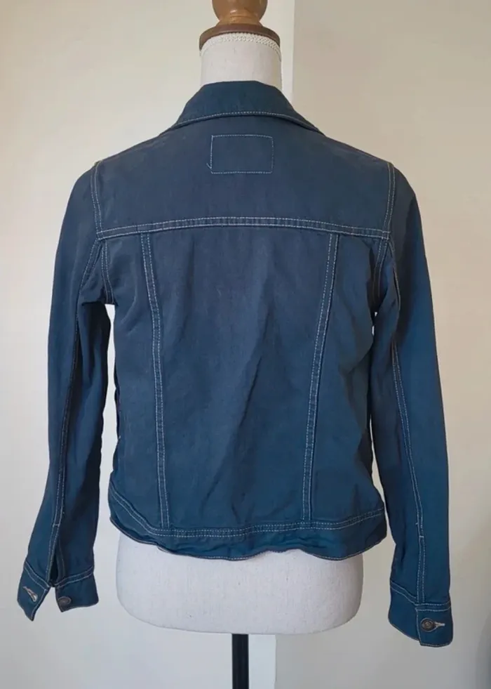 Veste en jean bleu pétrole gris Kiabi Taille XS ou 34 - photo numéro 2