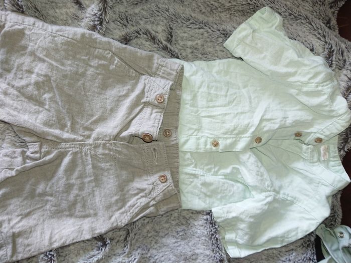 Ensemble garçon short et chemise col Mao