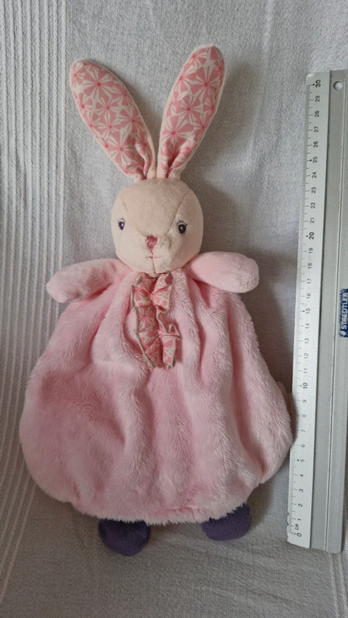 Doudou plat marionnette lapin rose Kaloo - photo numéro 6