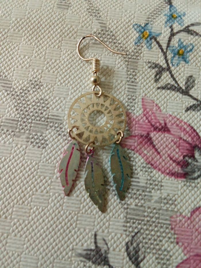 Boucles d'oreilles plumes fantaisie - photo numéro 4