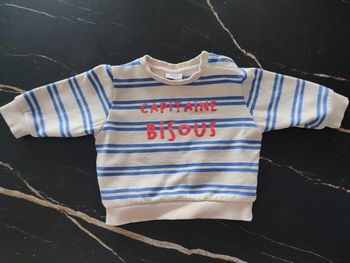 Sweat capitaine bisous bébé 6 mois tape à l'oeil