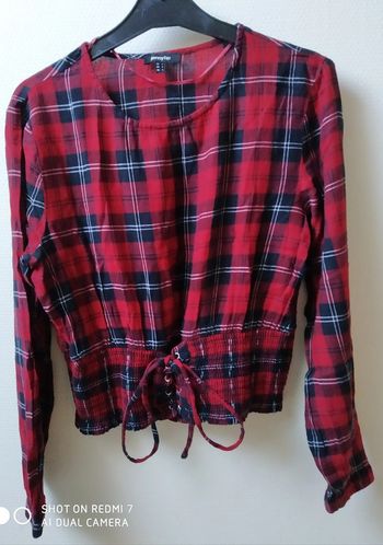 Jennyfer top haut manches longues carreaux L