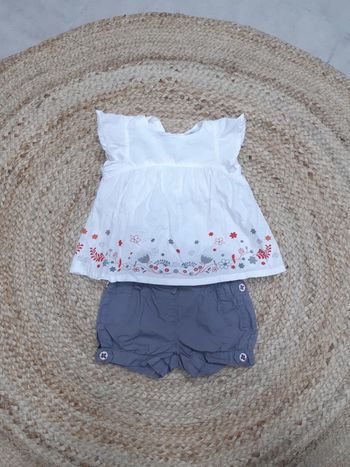 Tenue blouse manches courtes et short Vertbaudet 6 mois