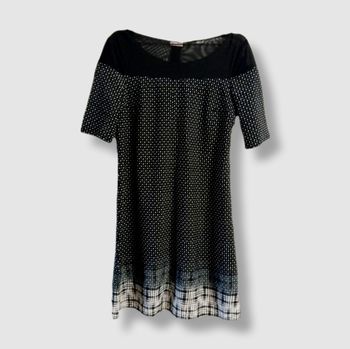 Robe Formul – Taille 36 – Noire à pois – Détail carreaux – Chic & originale