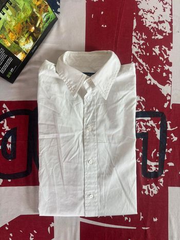 Chemise Ralph Lauren Vintage Blanc Logo Bleu Taille S/M