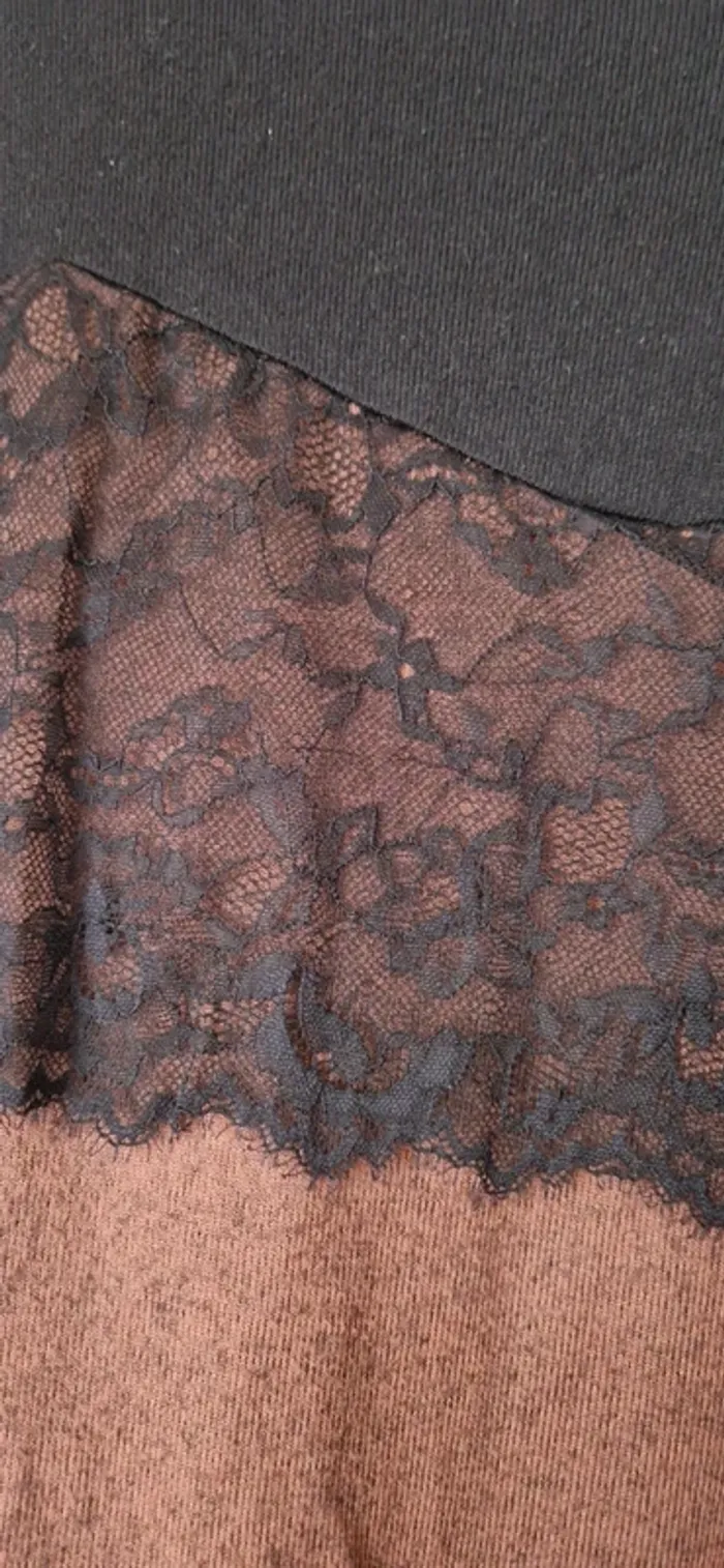 Sweat noir/marron dentelle - photo numéro 4