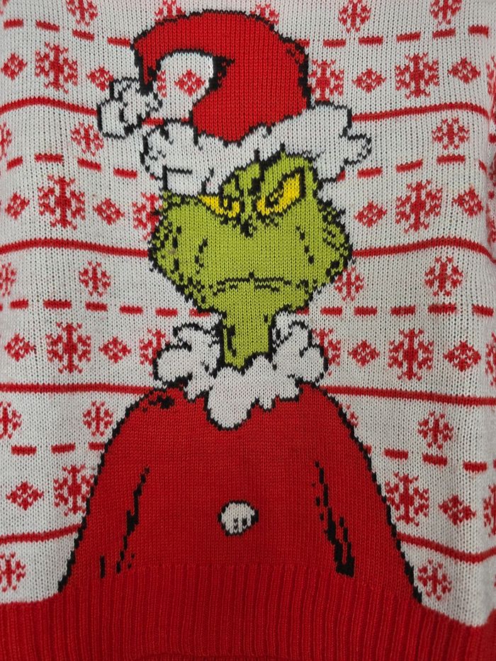 PULL NOËL 🎅 GRINCH TAILLE 7/8ANS COULEUR ROUGE/BLANC - photo numéro 3