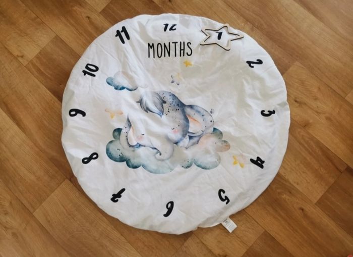 Tapis naissance motif éléphant mois bébé pour photos