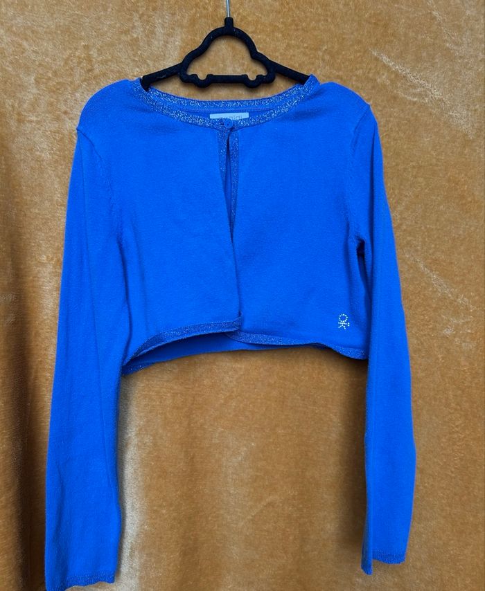 Gilet fille bleue pailletée - Okaïdi - 10 ans