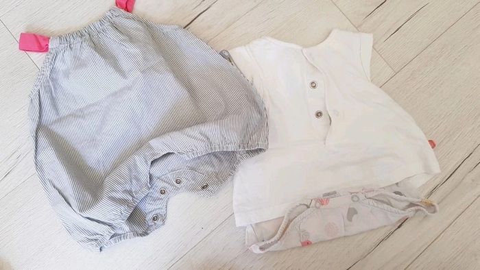 Lot de body + 2 petites combinaisons estivales fille 1mois obaibi neuves - photo numéro 5