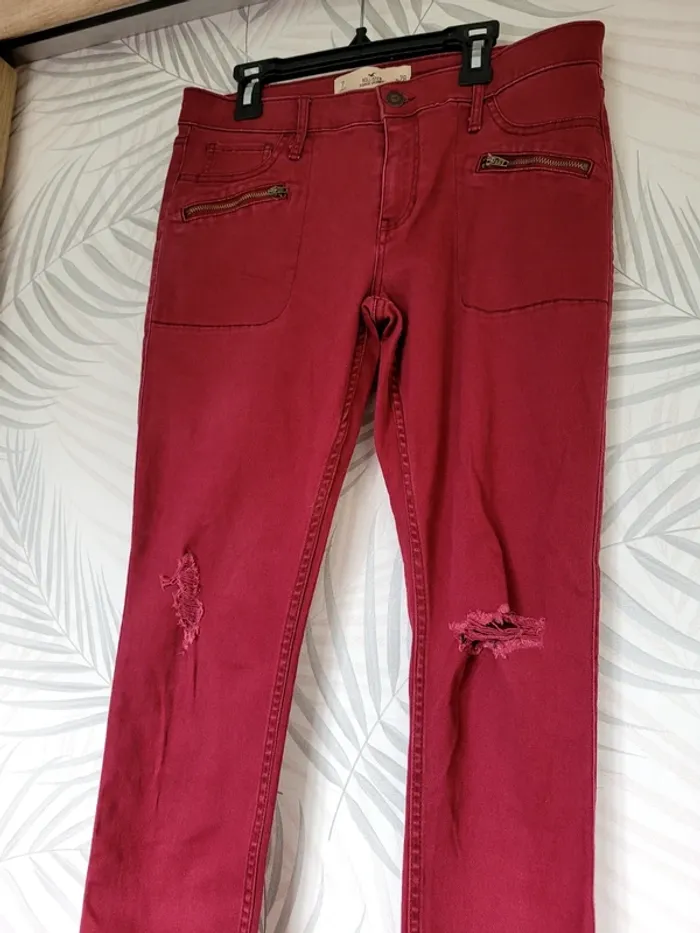 Pantalon hollister femme taille W28 , 38 bordeaux - photo numéro 5