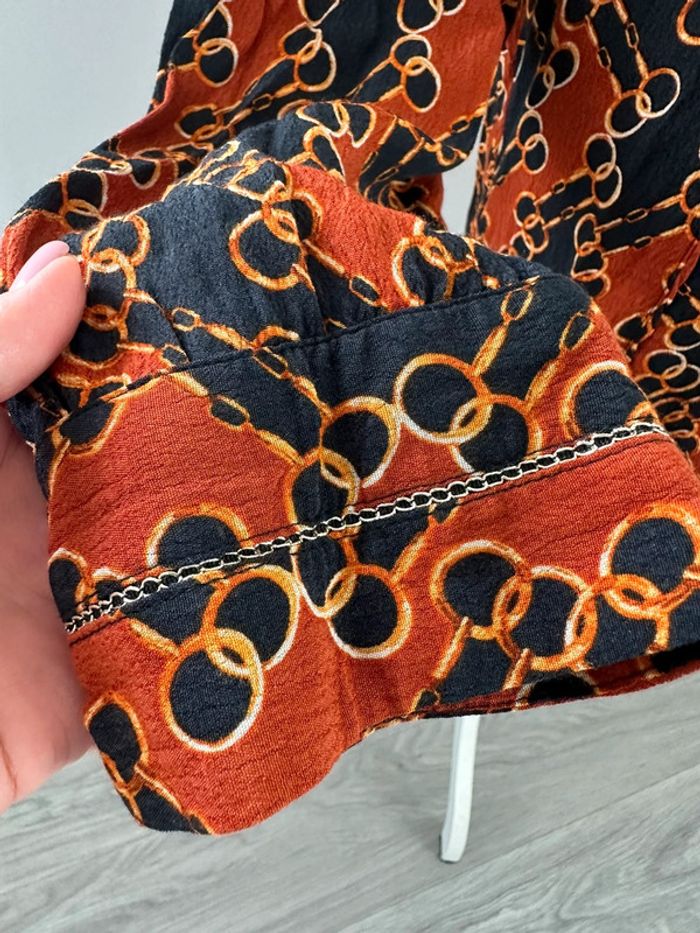 Blouse chaines noire dorée et terra cotta Maison 123 T42 XL - photo numéro 3