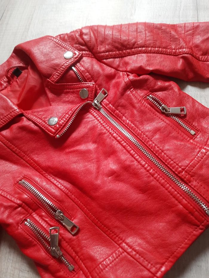 Veste Blouson rouge simili cuir 4 ans - photo numéro 2