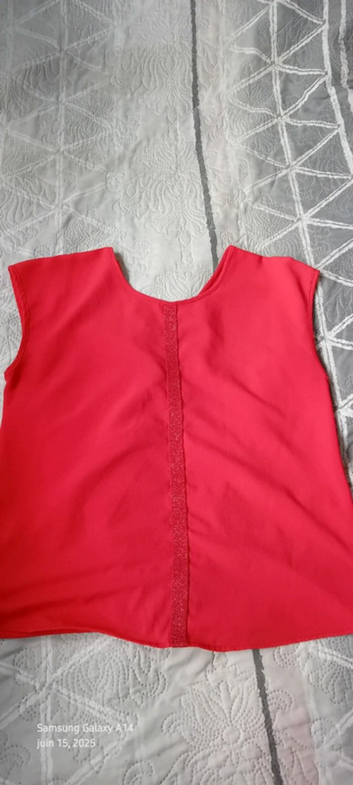 Haut cérémonie sans manches cache cœur col ouvert bandes paillettes corail femme L miss captain - photo numéro 12