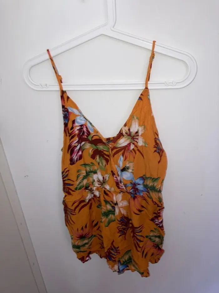 Combi short légère jaune à fleurs