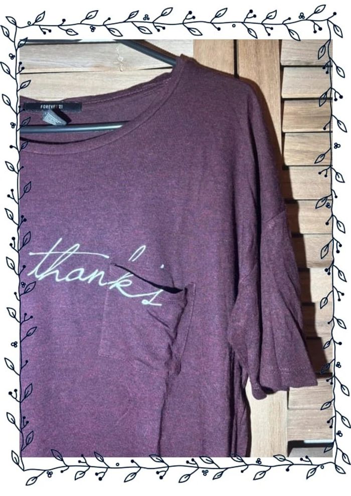 T-shirt bordeaux et blanc No Thanks Forever 21 Taille S / 36 - photo numéro 4