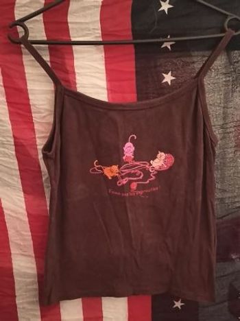 Débardeur brun avec décor chats - Cache Cache