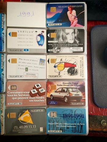 Lot 9 télécartes France 1991 French Phonecards 1991