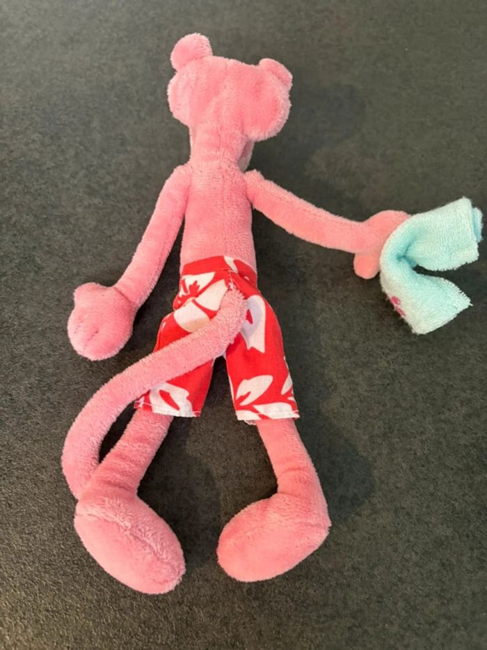 Peluche jemini panthère rose nageur en short avec serviette de plage/piscine - photo numéro 4