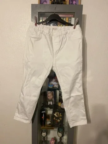pantacourt blanc taille haute élastique M&S mode 46