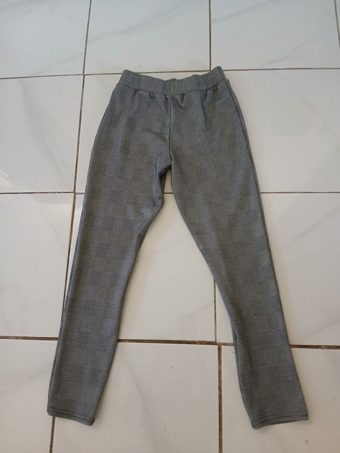 Pantalon fille a carreau couleur gris matiere polyster - photo numéro 5
