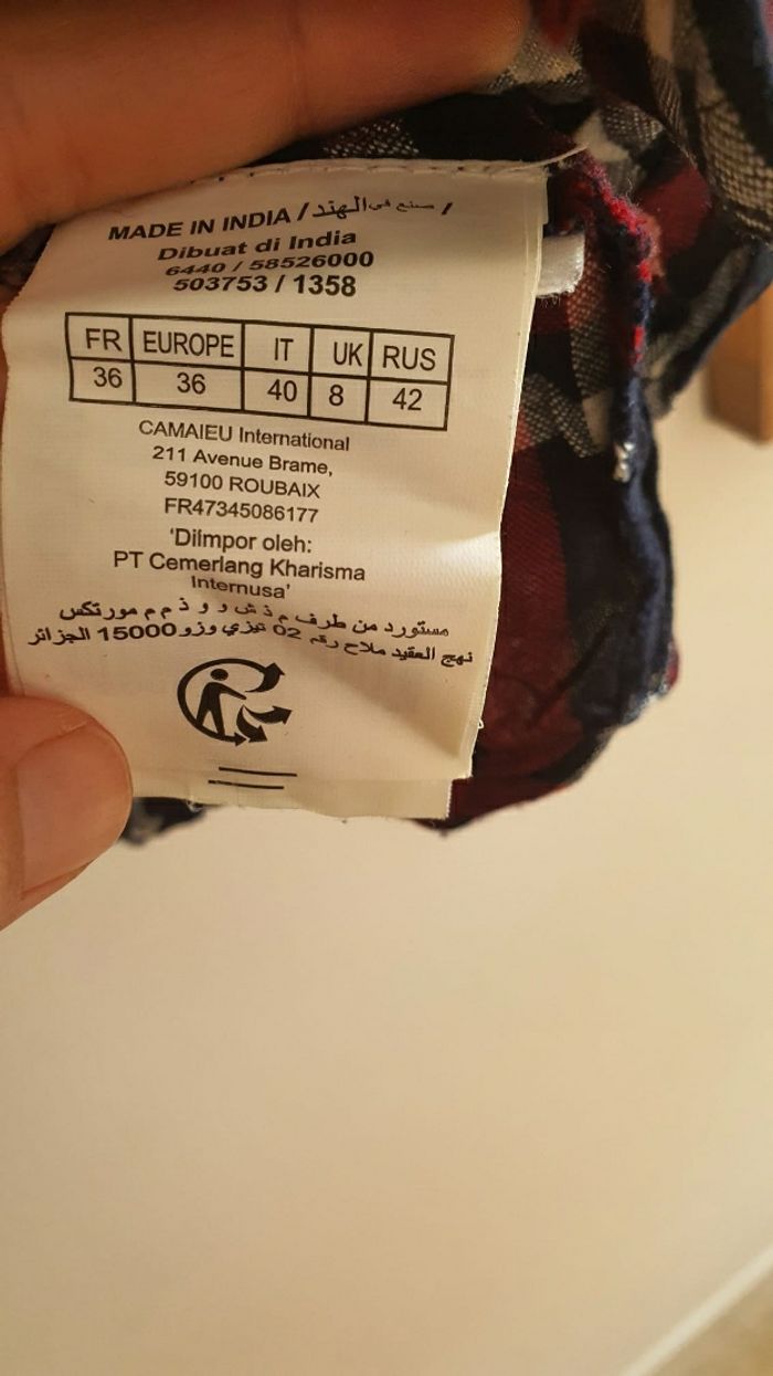 Chemise a carreaux Camaïeu 36 - photo numéro 7