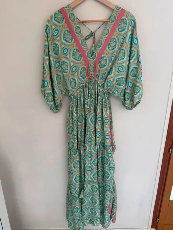 Robe longue turquoise