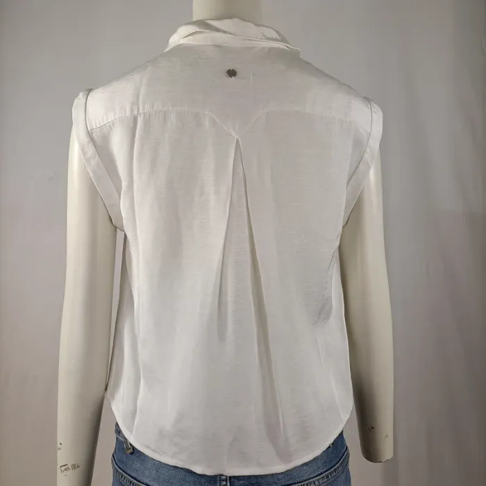 Blouse sans manches blanche Eleven Paris – col chemise, fluide, taille S A951 - photo numéro 3