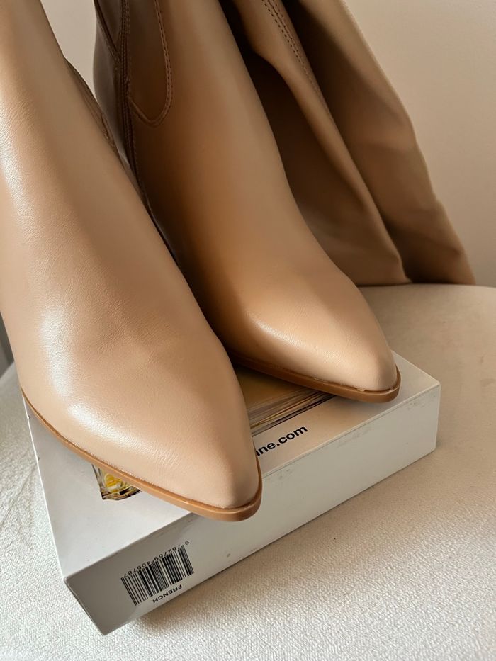Cuissardes simili cuir abricot nude T39 Jean Industry TBE 👢 - photo numéro 4