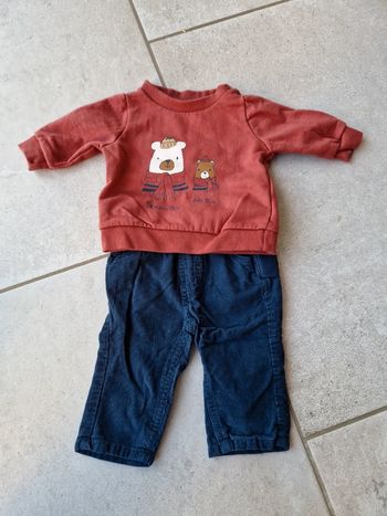 Ensemble pull et pantalon imitation velours 3 mois