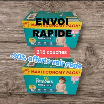 PROMO 💥 216 COUCHES PAMPERS TAILLE 4 👌 ENVOI DEMAIN