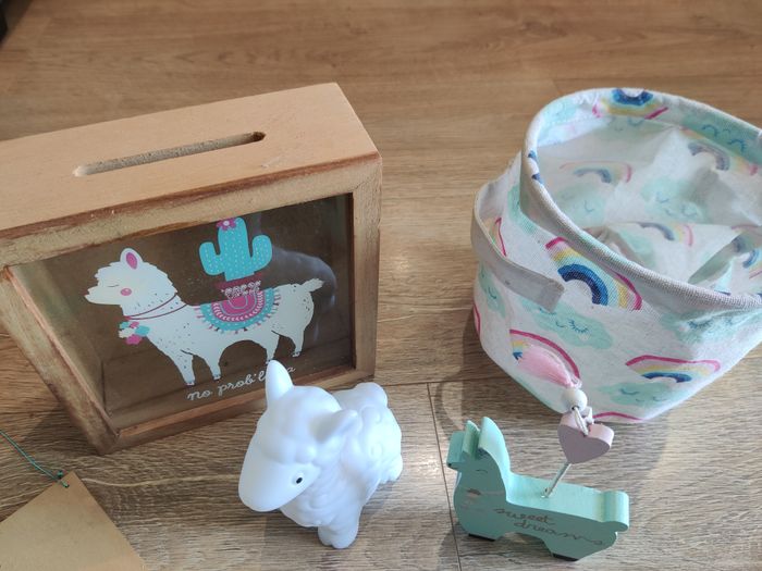 Lot déco 6 pièces licorne lama arc en ciel paillette - photo numéro 4