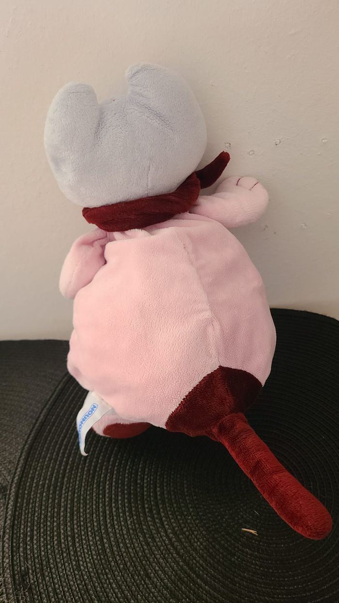 PELUCHE CHAT NOUNOURS ROSE ECHARPE BORDEAUX LUNETTES - photo numéro 2