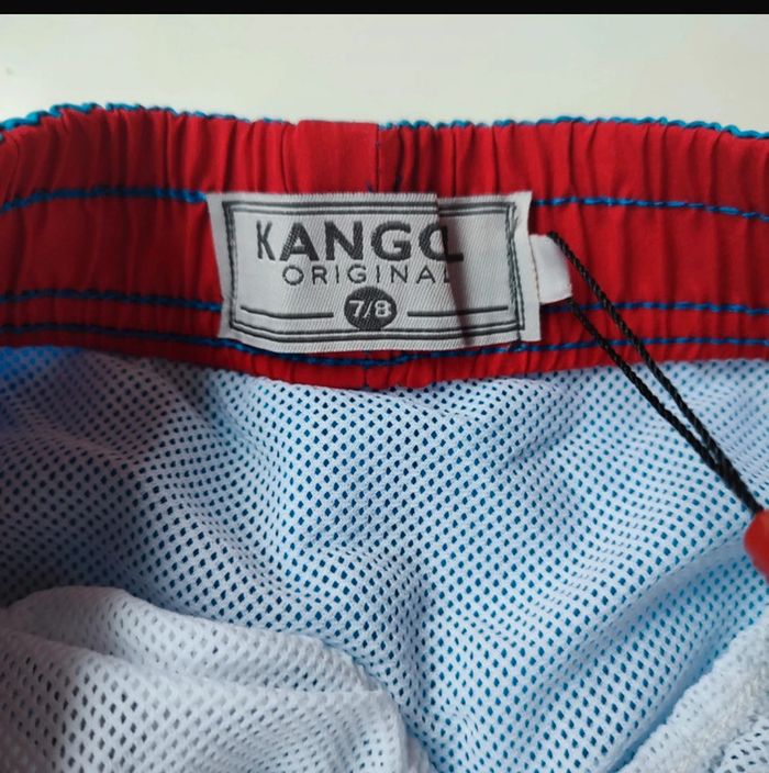 Short de bain neuf blanc bleu rouge taille 7/8 ans Kangol original - photo numéro 5