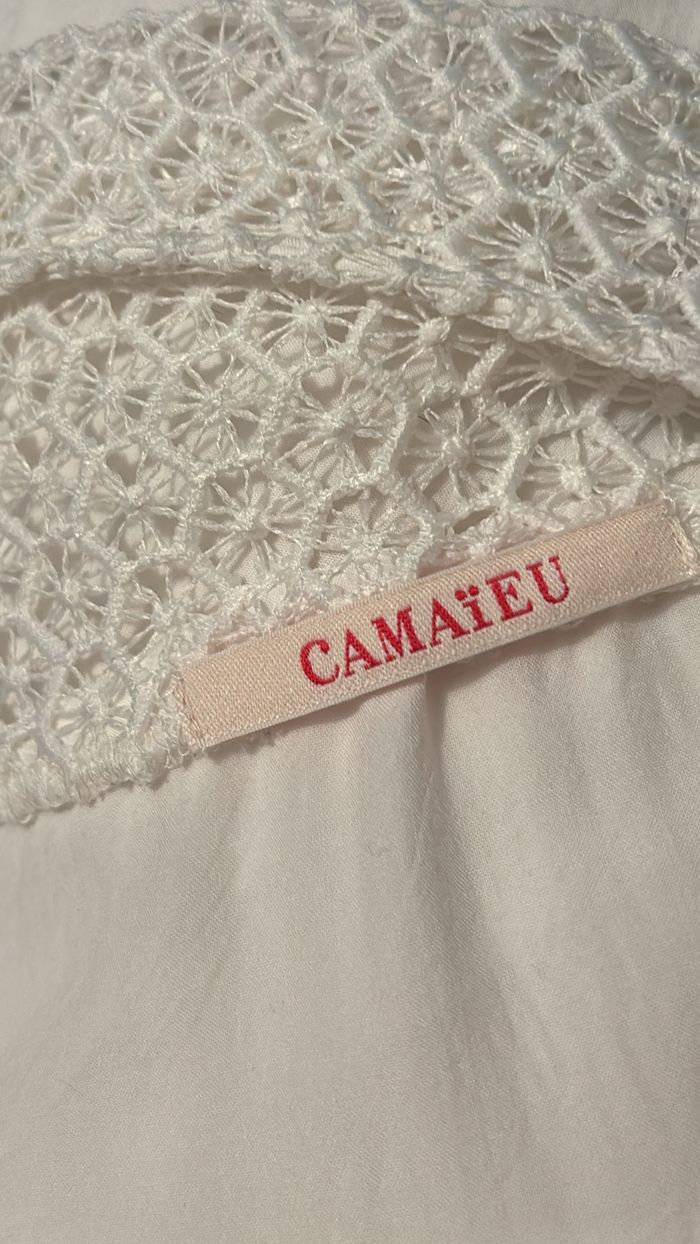 Blouse blanche dentelle Camaïeu T38 - photo numéro 4