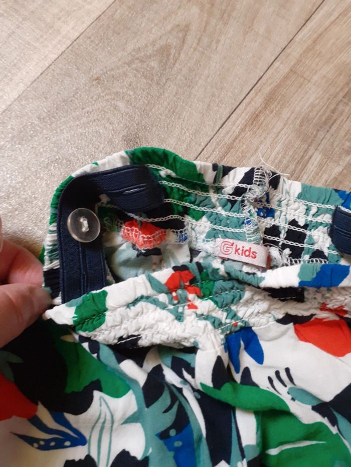 Pantalon sarouel fille blanc fleuri multicolore 3 ans - photo numéro 4