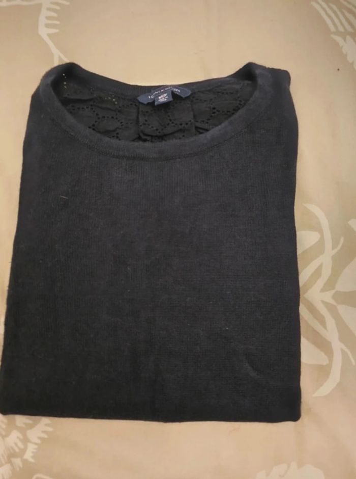🌟 Pull col rond noir dos brodé Tommy hilfiger femme - Taille  XS 🌟