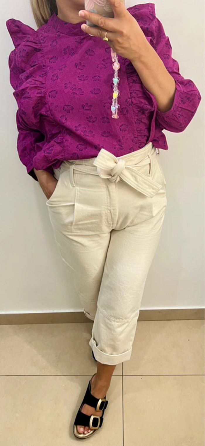 Blouse à fleurs Des Petits Hauts Avec Volants Taille 42 - photo numéro 2