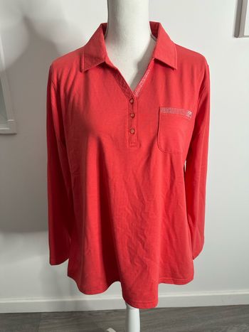 Polo pull thermolactyl damart orange et strass argentés T46/48 3XL/4XL