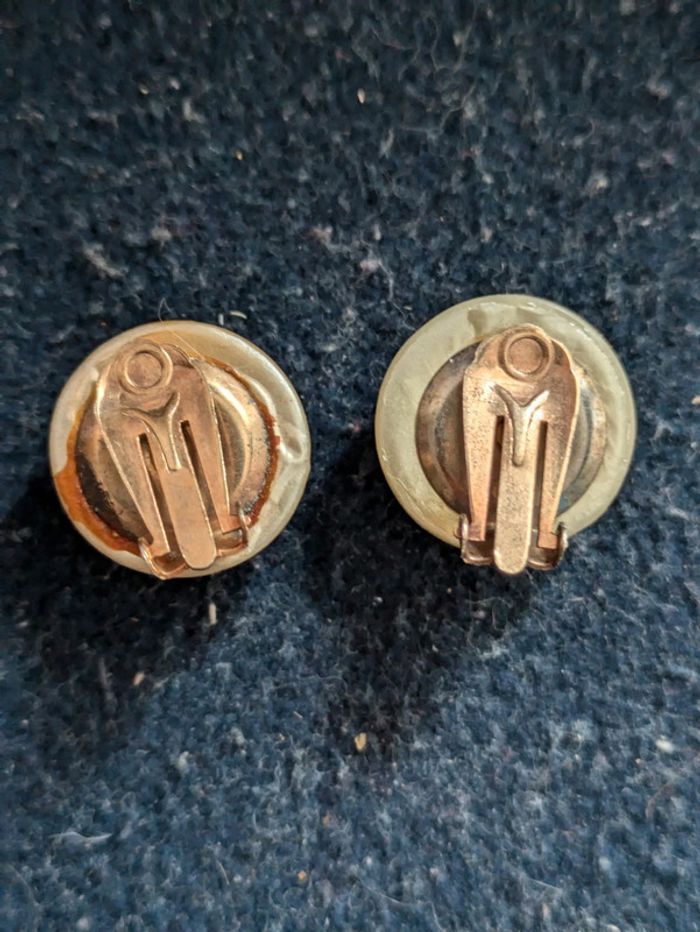 Boucles d'oreilles vintage nacrées - photo numéro 2
