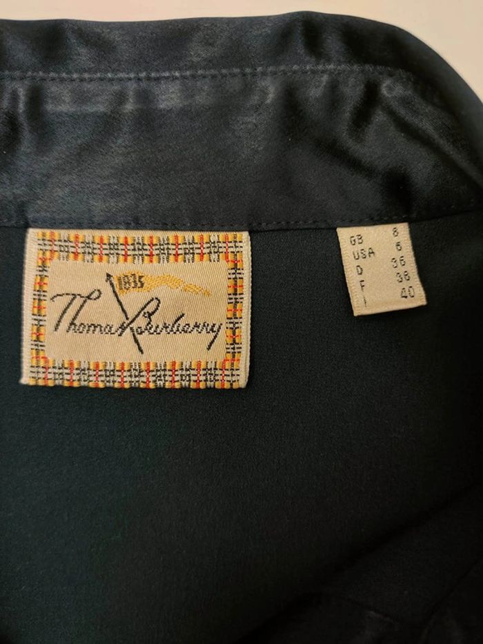 Chemise Burberry vintage bleu marine satinée, 75% acétate, allure rétro chic - photo numéro 4