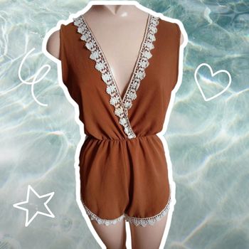 Magnifique combishort marron avec dentelle - Taille M