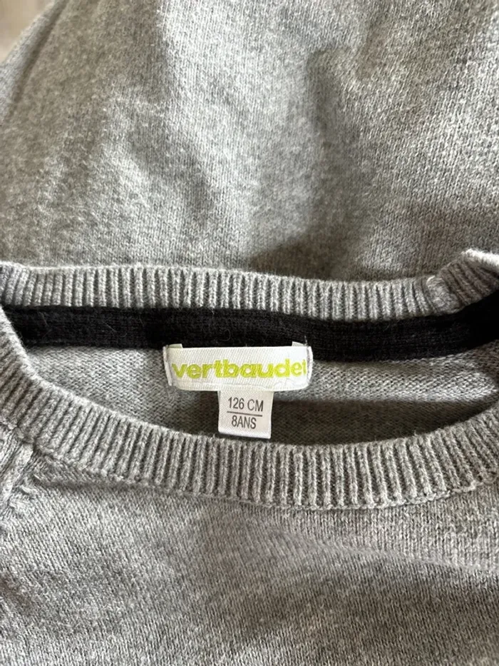 Pull gris Verbaudet taille 8 ans, 100% coton - photo numéro 3