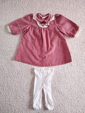 Ensemble robe à carreaux+collant T3M