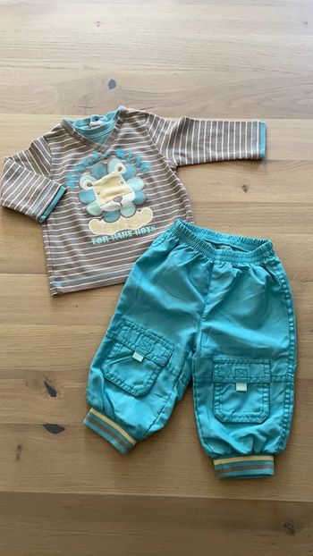 Ensemble manches longues et pantalon de jogging doublé turquoise 6 mois